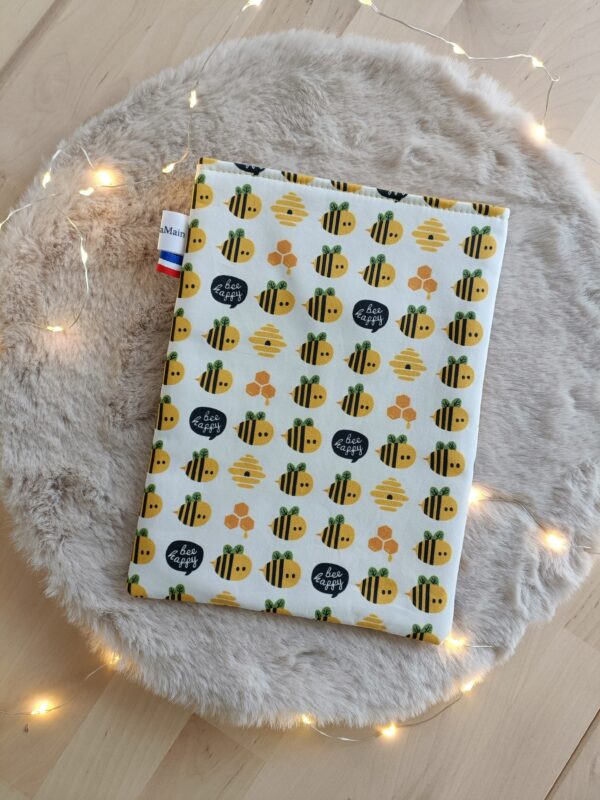 Protège livre de poche en coton Biologique motif abeilles arrière