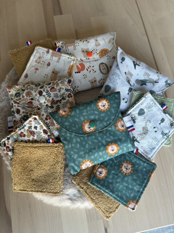 la pochette Margaux et ses 5 lingettes, en coton biologique lot de 4